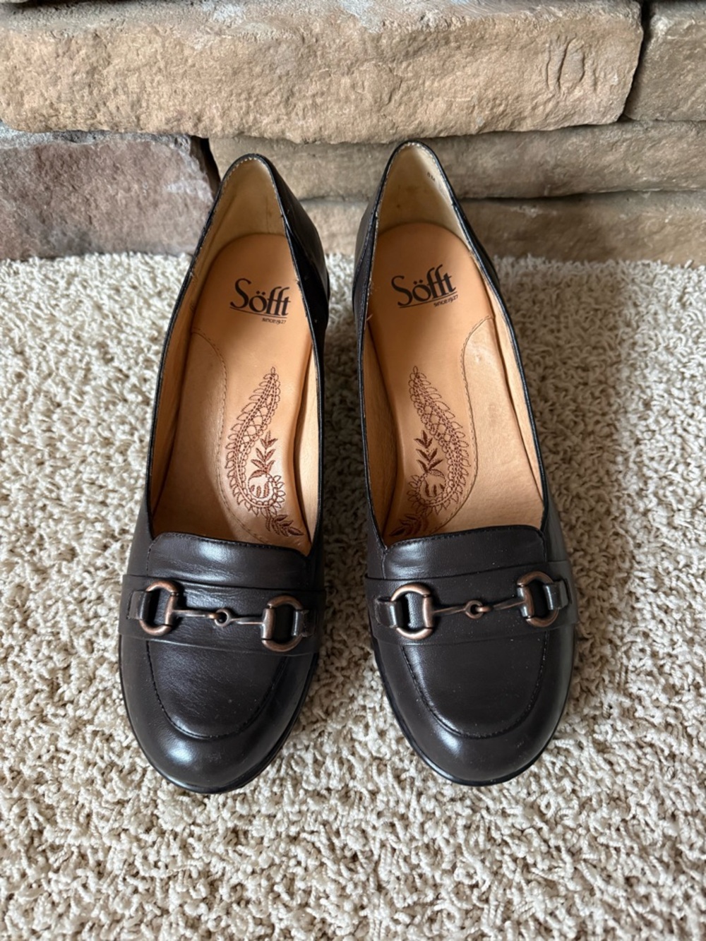 Sofft Women's Dark Brown Horse Bit Leather Loafer Business Casual Size 8M